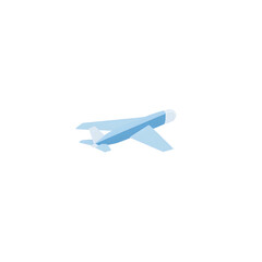 Geometric airplane, angular wings, flat design, sky blue and white, vector illustration, white background