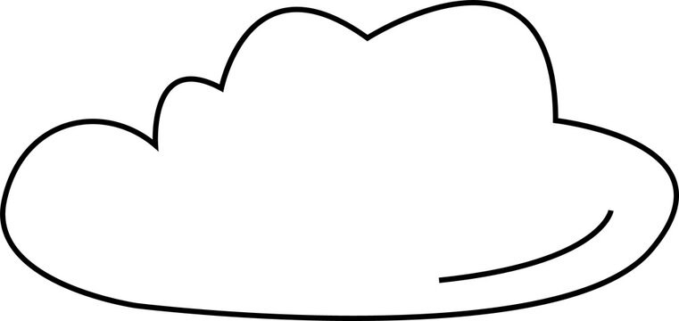 Cartoon-style cloud is floating on transparent background, with scalloped top edge and shading line