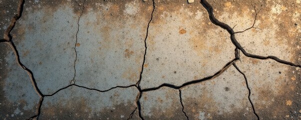 Obraz premium Cracked, weathered concrete surface, showing aged texture and decay , ruined, fragment
