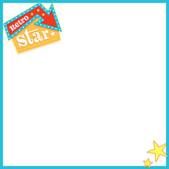 Fototapeta premium Stylized vector graphic is showing retro sign and stars in square frame with transparent background