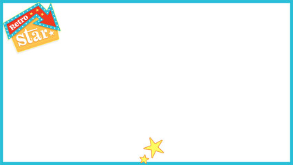 Fototapeta premium Retro star arrow showing turquoise arrow, gold stars in frame, transparent background, copy space