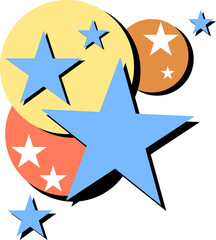 Fototapeta premium Abstract flat design is being shown on transparent canvas, featuring colorful stars and circles