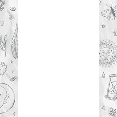 Fototapeta premium Flat panel is showing teal center with sun face and moon face, transparent background, copy space