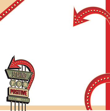 Fototapeta Showing flat retro marquee sign with lightbulb arrows, text panels, poles on transparent backdrop