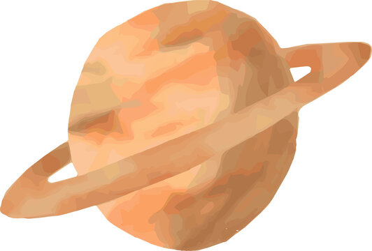 Fototapeta Ringed planet illustration is showing textured sphere with tilted ring, transparent background