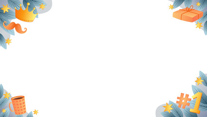 Fototapeta premium Flat frame is showing pine branches, stars and corner icons on transparent background copy space