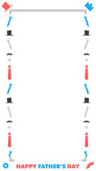 Flat design Father's Day frame is being shown on transparent background, showing wrenches hats ties