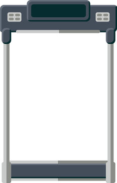 Fototapeta Flat treadmill graphic is featuring console buttons handrails and belt on transparent background