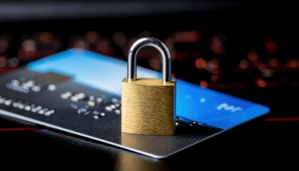 Secure Your Finances: Gold Padlock on Credit Card