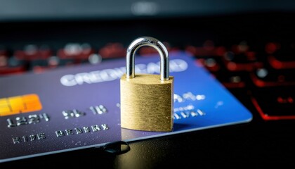 Secure Your Finances: Gold Padlock on Credit Card
