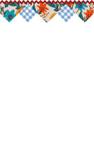 Zigzag border is showing in flat design on transparent background, floral gingham, copy space