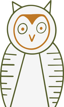 Fototapeta Minimalist flat design owl is showing green outline and striped wings, transparent background