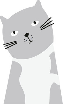 Fototapeta Cartoon cat figure is being shown in minimalist style with grey shapes on transparent background