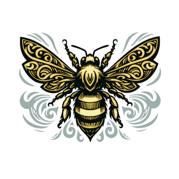 Vector illustration of an ornate bee.