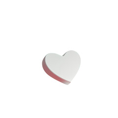 Fototapeta premium A 3D rendered heart. A glossy, light gray heart, with a subtle, pinkish-red gradient, sits in a black background