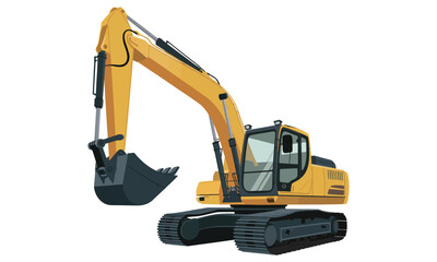 excavator on white background