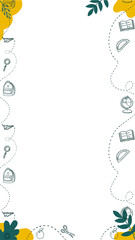 Flat design border is showing on clear canvas featuring book and paper plane icons