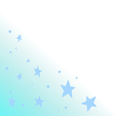 Fototapeta premium Flat design abstract stars and dots floating on diagonal teal-cyan split on transparent background