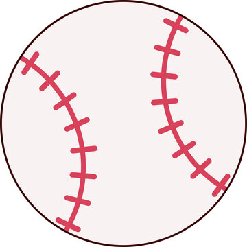 Fototapeta Baseball is floating in flat style showing red stitching on white cover, transparent background