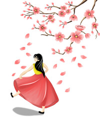 japanese girl with cherry blossom