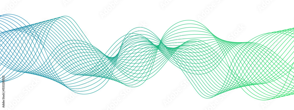 Leinwandbilder Abstract Blue background with waves. Futuristic tech background with Curved wavy line. Wave pattern glowing science flowing line. Sense of depth, rhythm, and motion. Bright dynamic gradient effect.