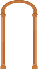 Flat arch is floating on transparent backdrop featuring fluted Corinthian columns and carvings