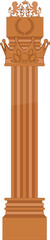 Vector pillar is showing fluted copper shaft, crown capital, lion crest on transparent background