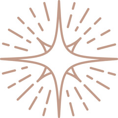 Abstract starburst is radiating soft peach lines in flat vector style, transparent background