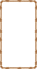 Showing woven rope border in flat design highlighting knots on transparent background, copy space