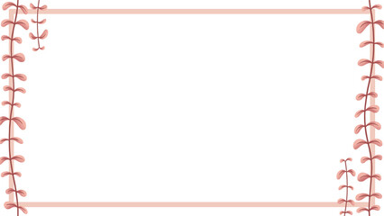 Decorative vine frame is being shown in flat design with pink leaf clusters, transparent background