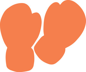 Flat design illustration showing two stylized orange glove shapes on transparent background
