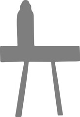 Easel silhouette is showing post, tray, clamp, tripod legs in flat design, transparent background