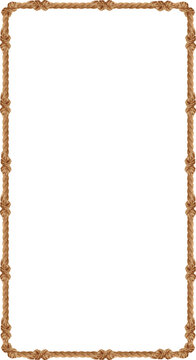 Showing woven rope border in flat design highlighting knots on transparent background, copy space