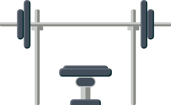 Fototapeta Featuring flat design bench-press station on rack with plates, padded bench, transparent background