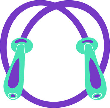 Fototapeta Vector jump rope is looping on transparent background with purple braided cord and teal handles