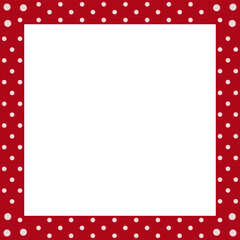 Polka dot frame is being shown on transparent canvas, featuring red border and gray-blue panel