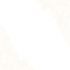 Displaying ivory lace filigree corners floral motifs crosshatch, transparent background, copy space