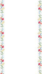 Flat frame is showing paired floral vines around empty center, transparent background, copy space