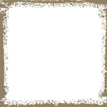 Frame design is framing slate-blue panel with paint-splatter brown border on transparent background