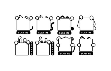 Adorable Animal Scan Me Frames Cute Illustration Set for Social Media