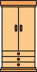 Wooden wardrobe with drawers illustration