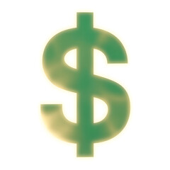 Obraz premium Elegant dollar symbol with subtle gradient, emerald green to gold, transparent background