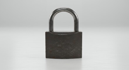 Fototapeta premium Dark gray lock against gray background