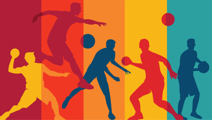 Colorful vector editable dodgeball player in action best for any graphic background	