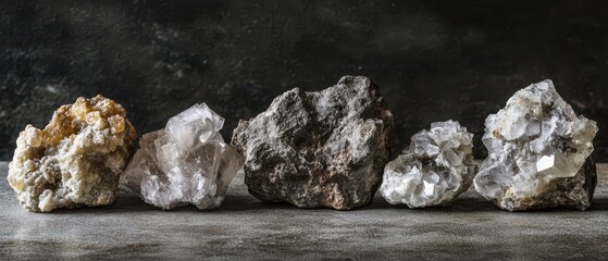 Varied collection of natural minerals on display