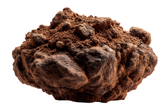 Detailed Close-up of a Textured Rock Formation Against a Transparent Background
