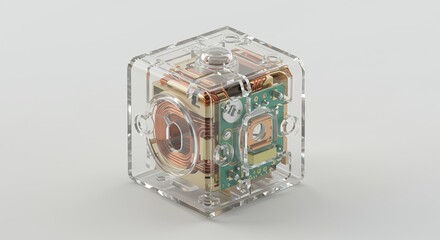 Transparent cube shaped electronic device