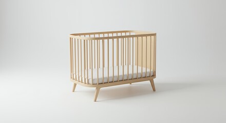 Wooden crib against white background