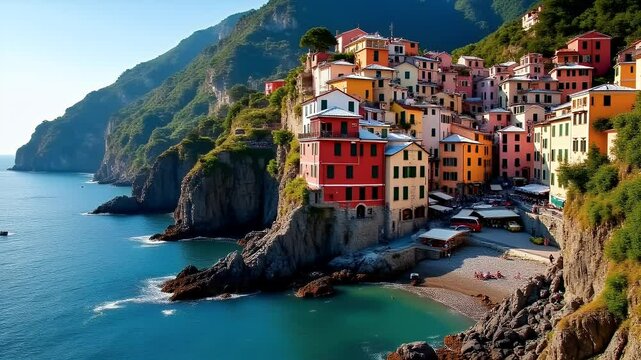 Picturesque Seaside View with Traditional Houses by the Bay