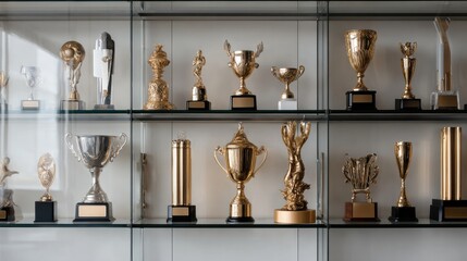 A display of gold and silver trophies and cups